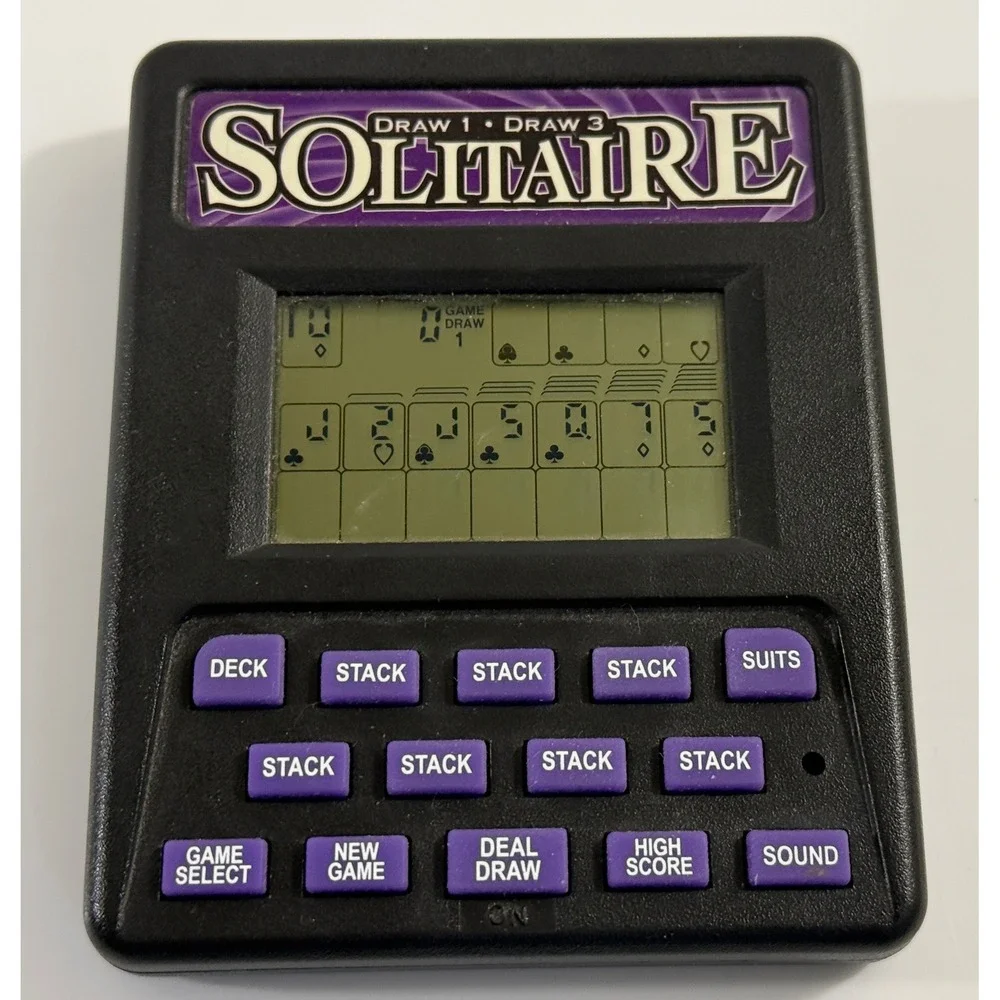Radica Solitaire Handheld Game Black‎ Excellent RedZone Draw 1 3 Retro